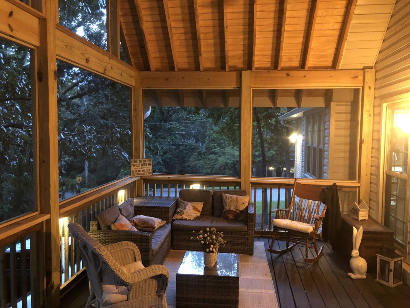 Screened porch built by Redbone Woodworks